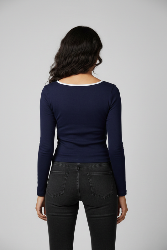 MODERN CONTRAST LONG SLEEVE TOP