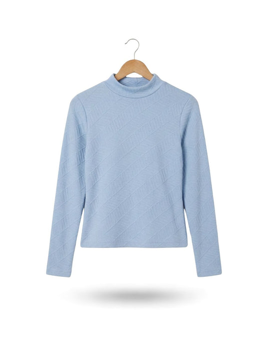 TEXTURED MOCK-NECK TOP