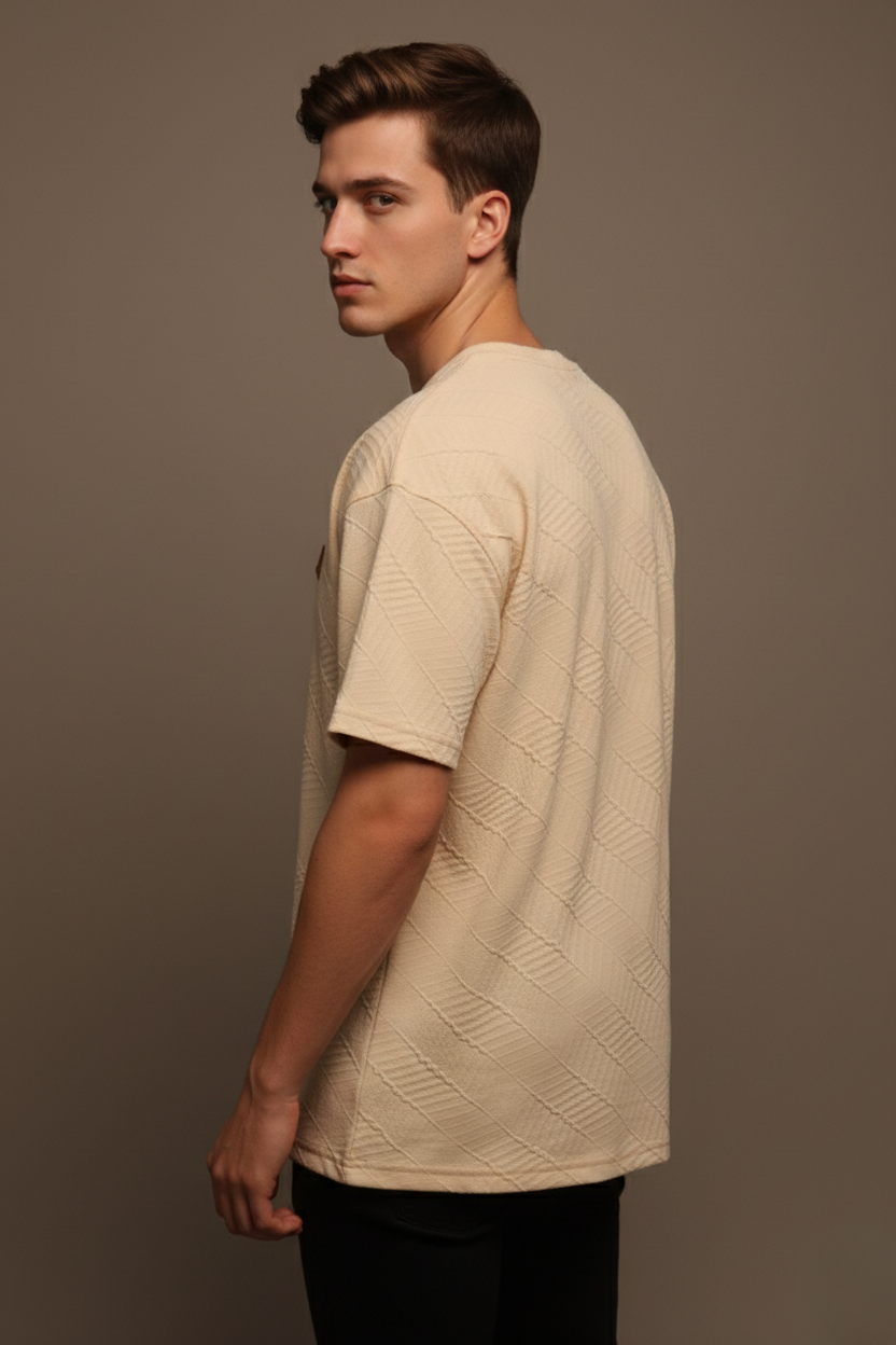TEXTURED CHEVRON STITCH T-SHIRT