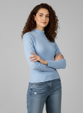 TEXTURED MOCK-NECK TOP