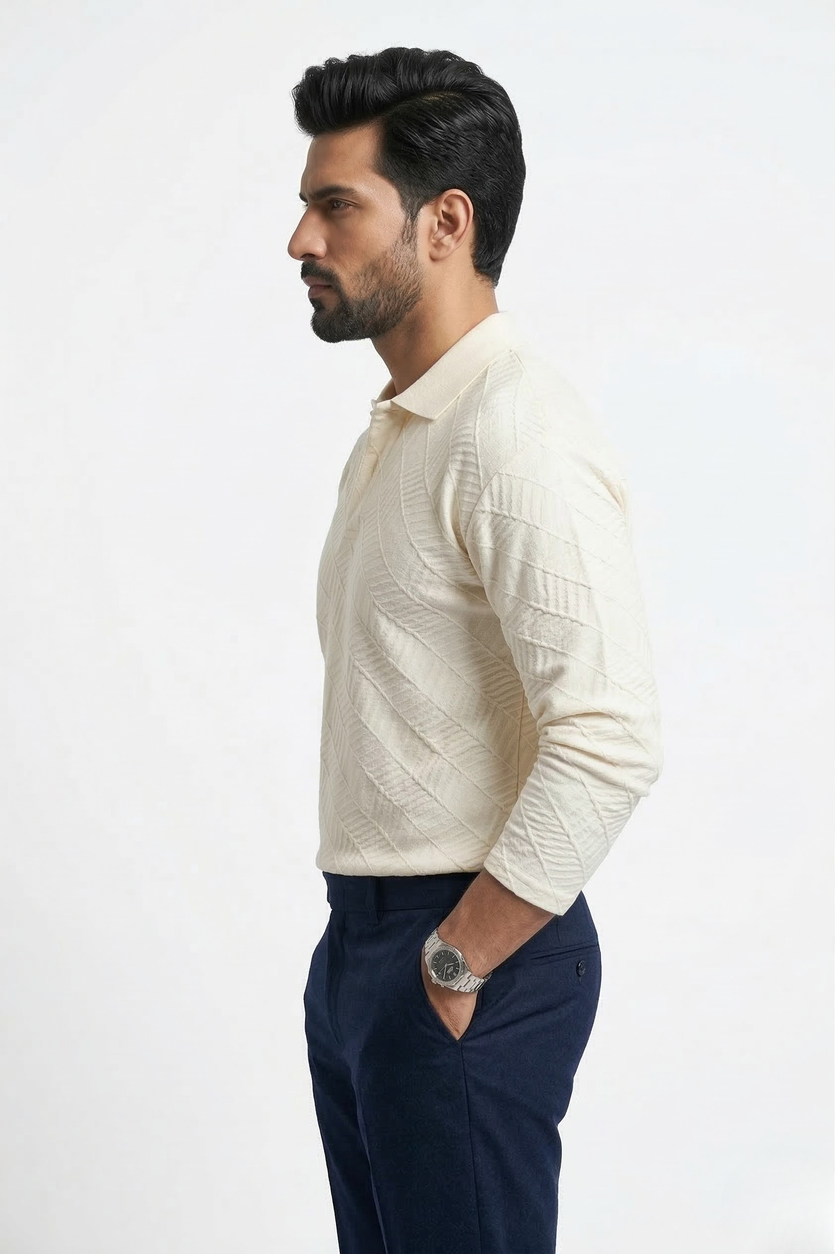 LINEAR JACQUARD POLO T SHIRT F/S