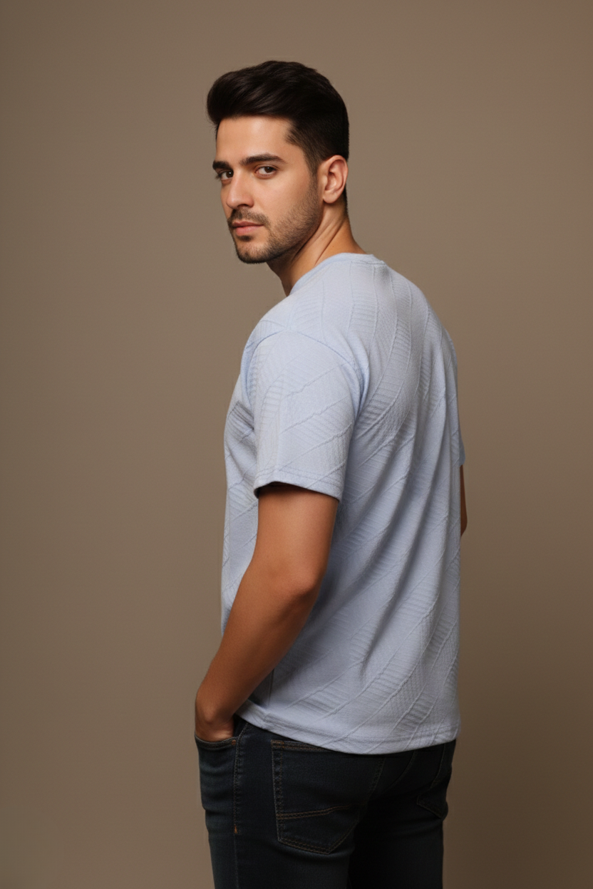 TEXTURED CHEVRON STITCH T-SHIRT