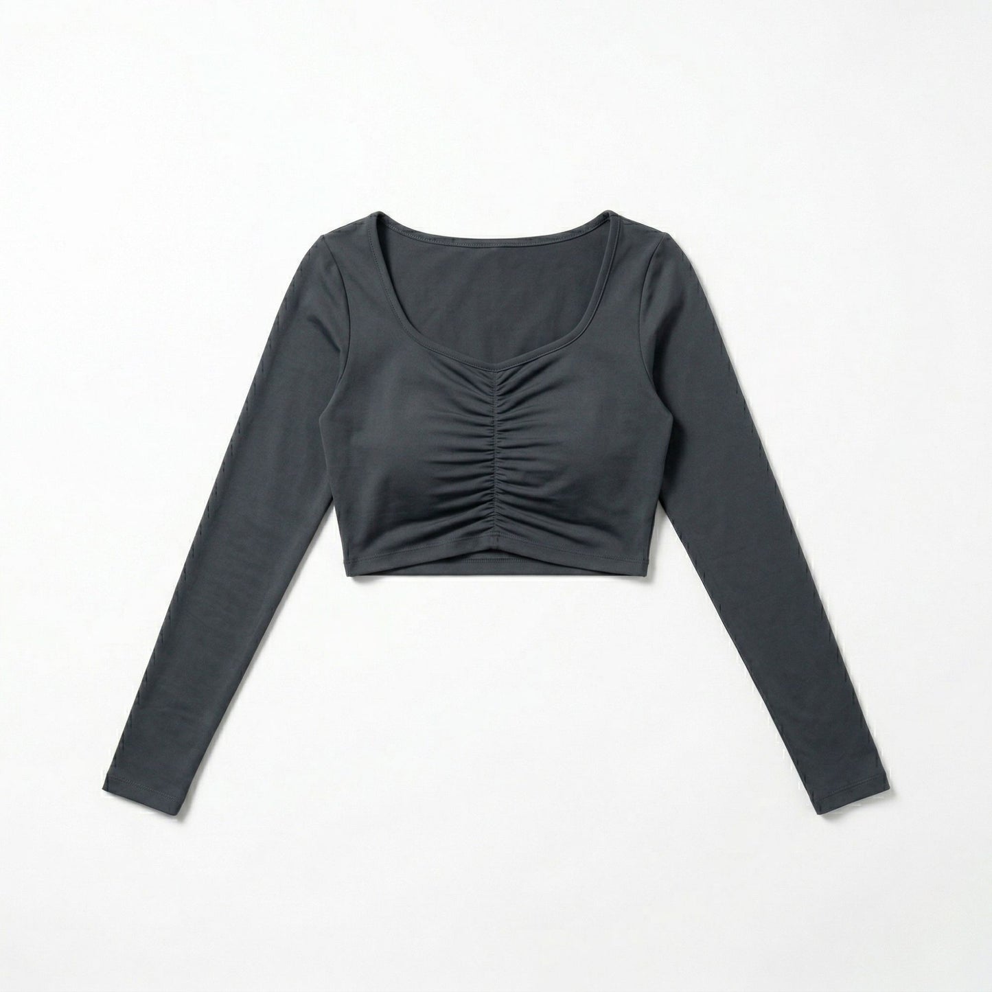 LINEAR RUCHE LONG-SLEEVE CROP TOP