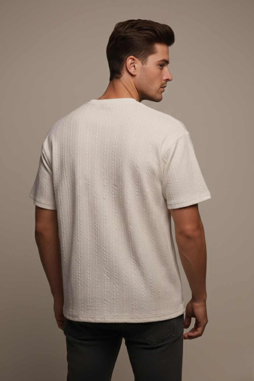 TEXTURED CHEVRON STITCH T-SHIRT