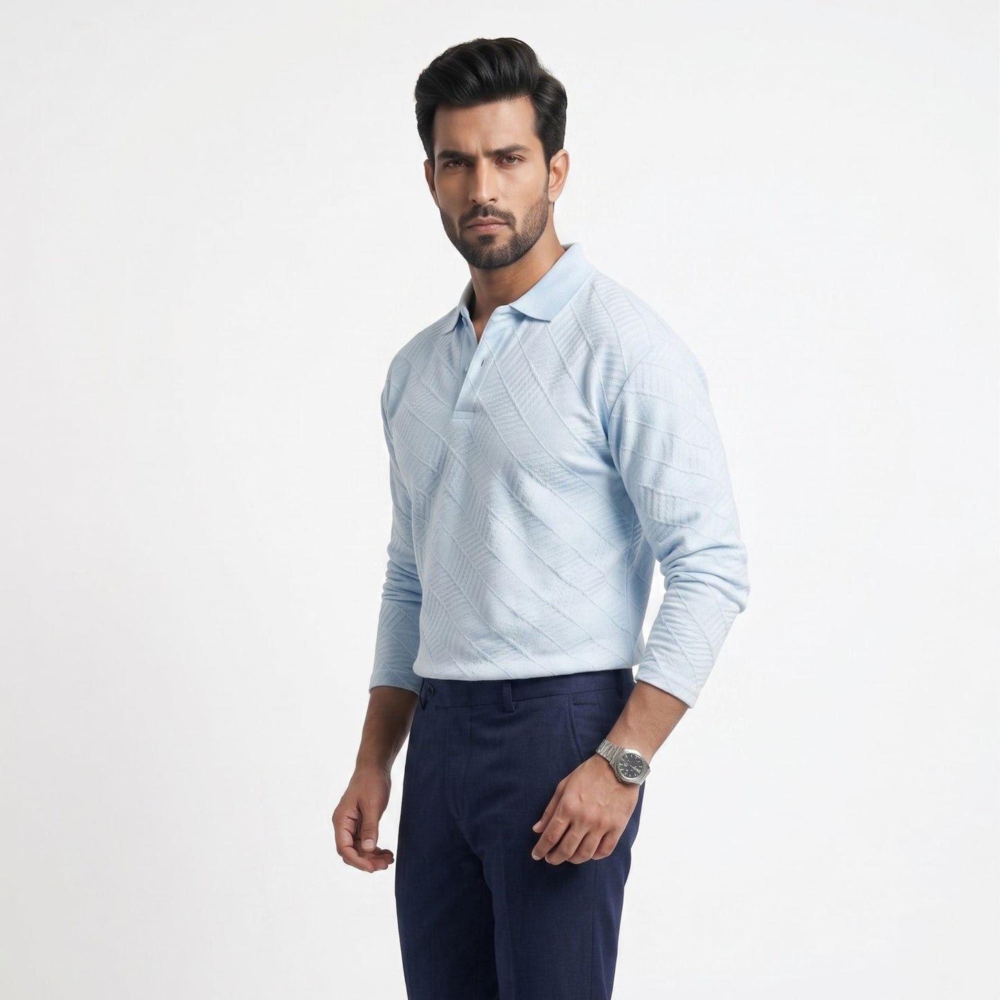 LINEAR JACQUARD POLO T SHIRT F/S