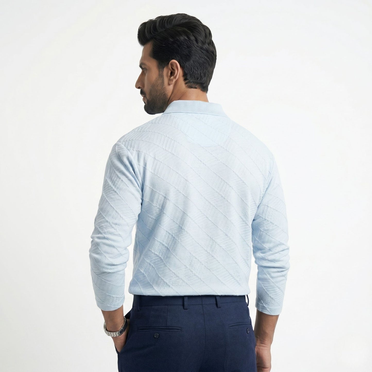 LINEAR JACQUARD POLO T SHIRT F/S