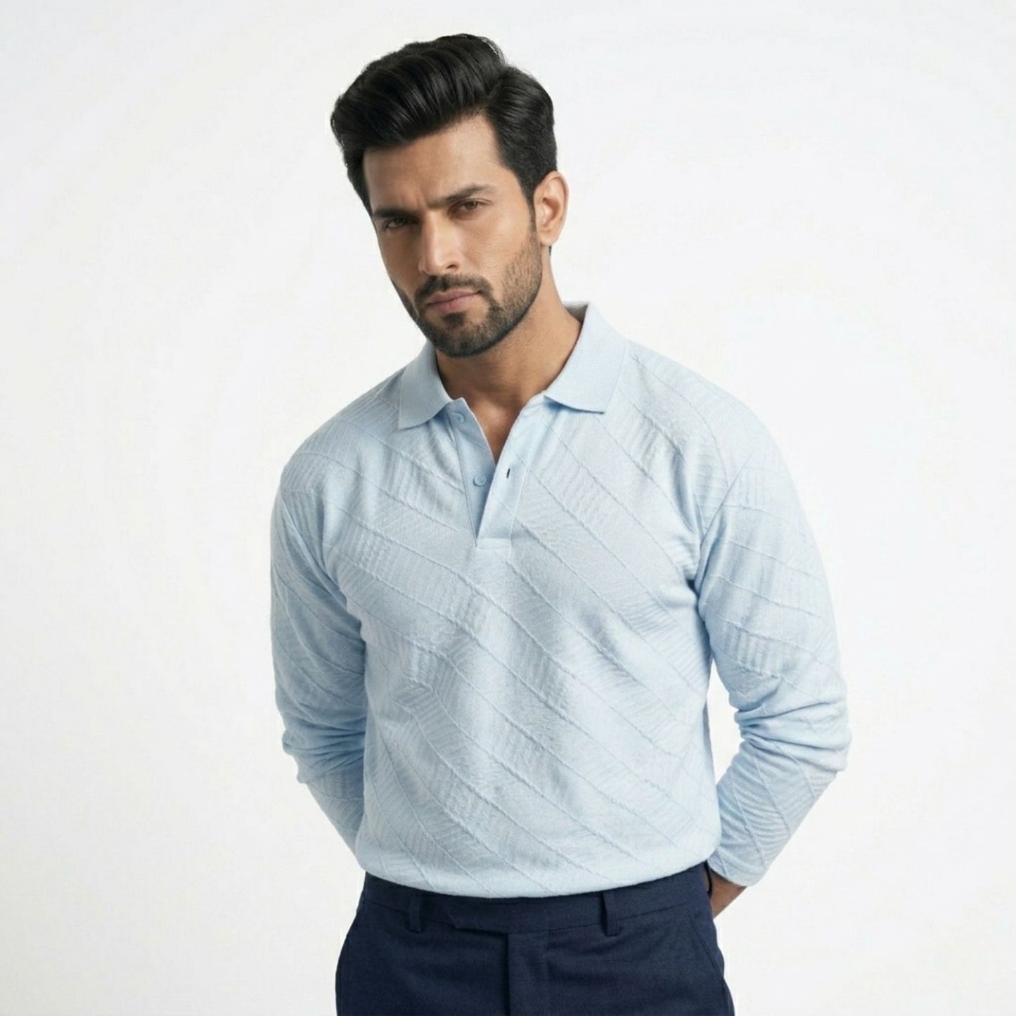 LINEAR JACQUARD POLO T SHIRT F/S
