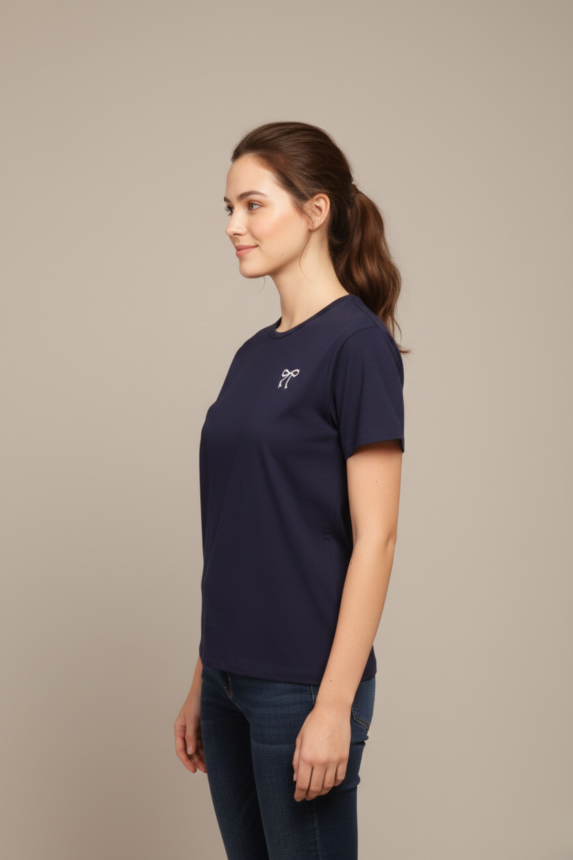 CLASSIC FIT BOW  DETAIL TEE