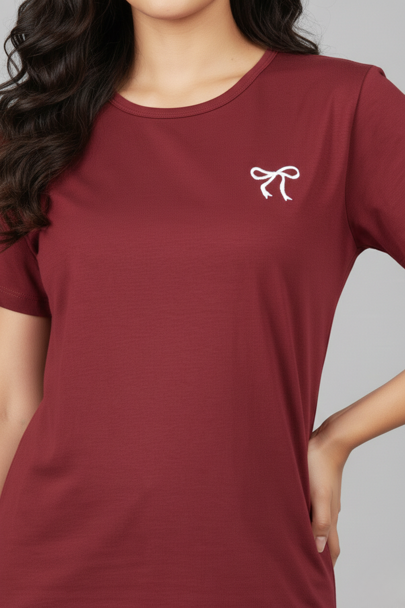 CLASSIC FIT BOW  DETAIL TEE