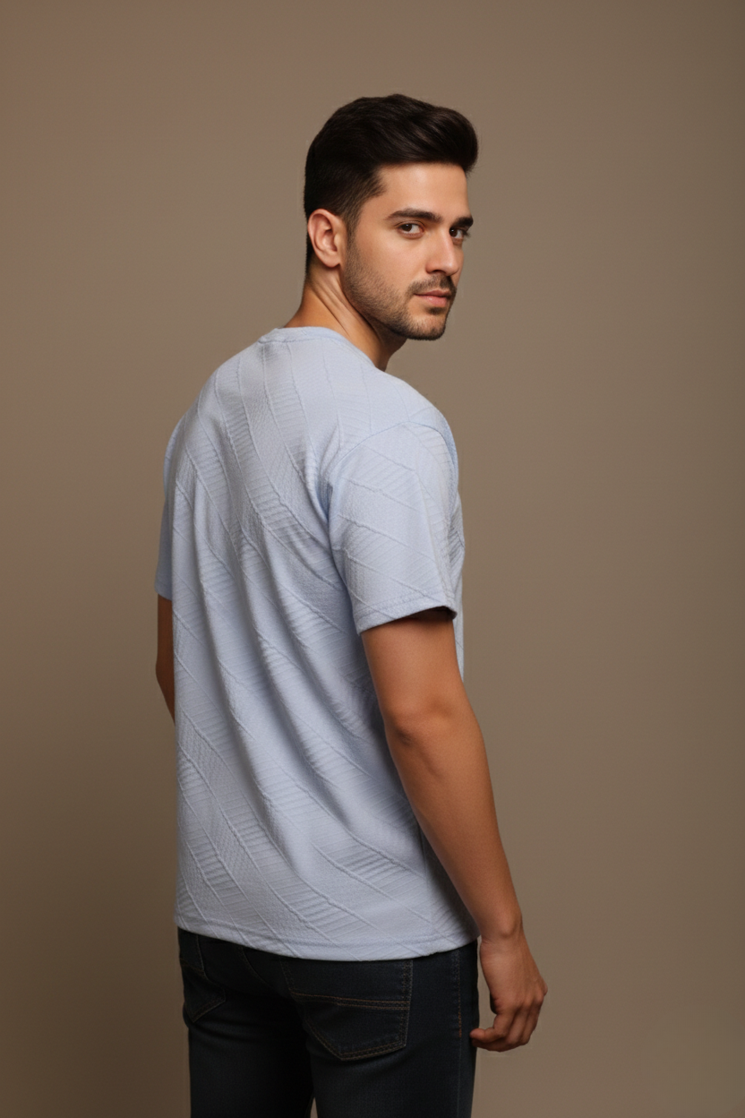 TEXTURED CHEVRON STITCH T-SHIRT