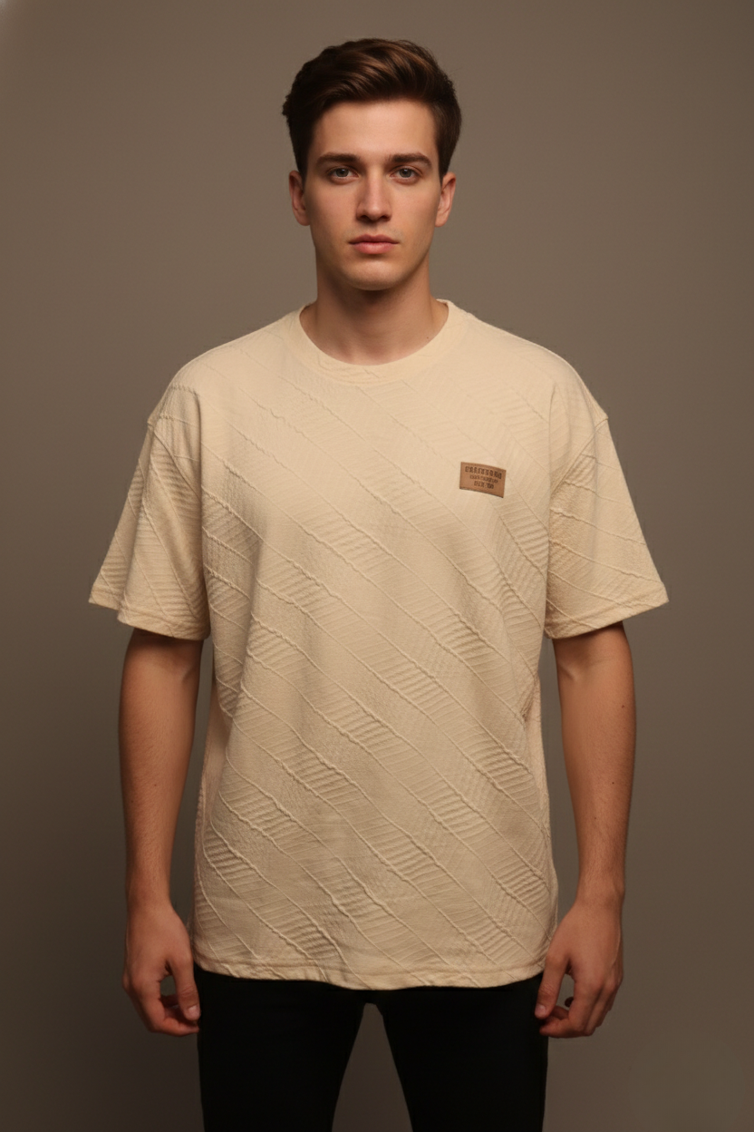 TEXTURED CHEVRON STITCH T-SHIRT