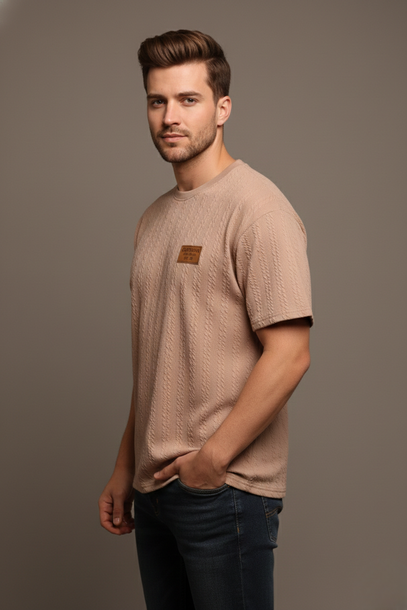 TEXTURED CHEVRON STITCH T-SHIRT