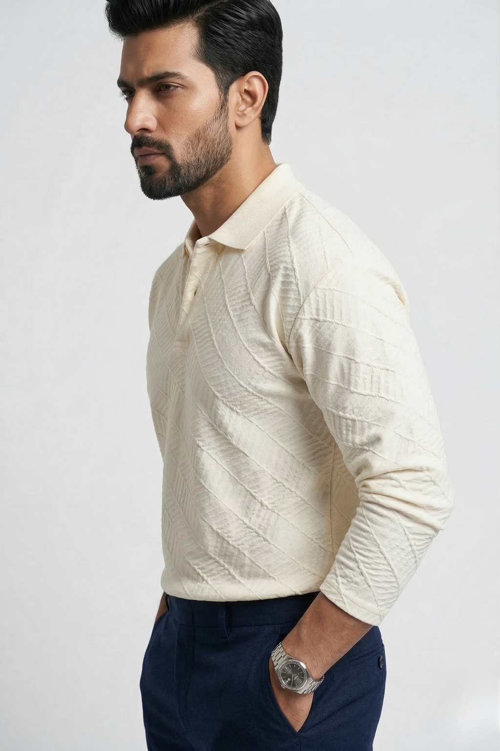 LINEAR JACQUARD POLO T SHIRT F/S