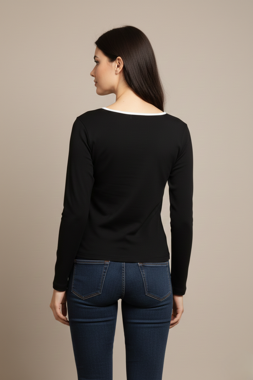 MODERN CONTRAST LONG SLEEVE TOP