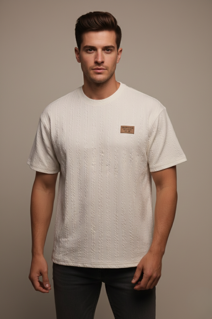 TEXTURED CHEVRON STITCH T-SHIRT