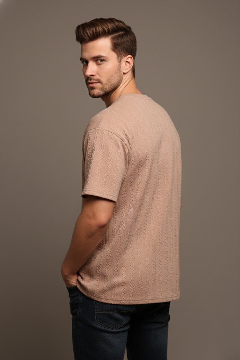 TEXTURED CHEVRON STITCH T-SHIRT