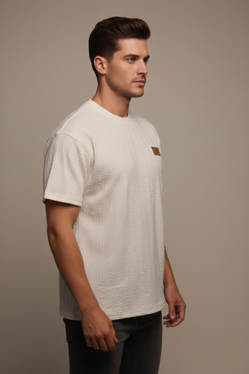TEXTURED CHEVRON STITCH T-SHIRT