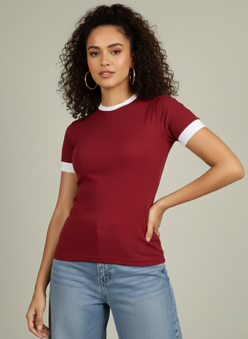 CONTRAST TRIM RINGER TEE