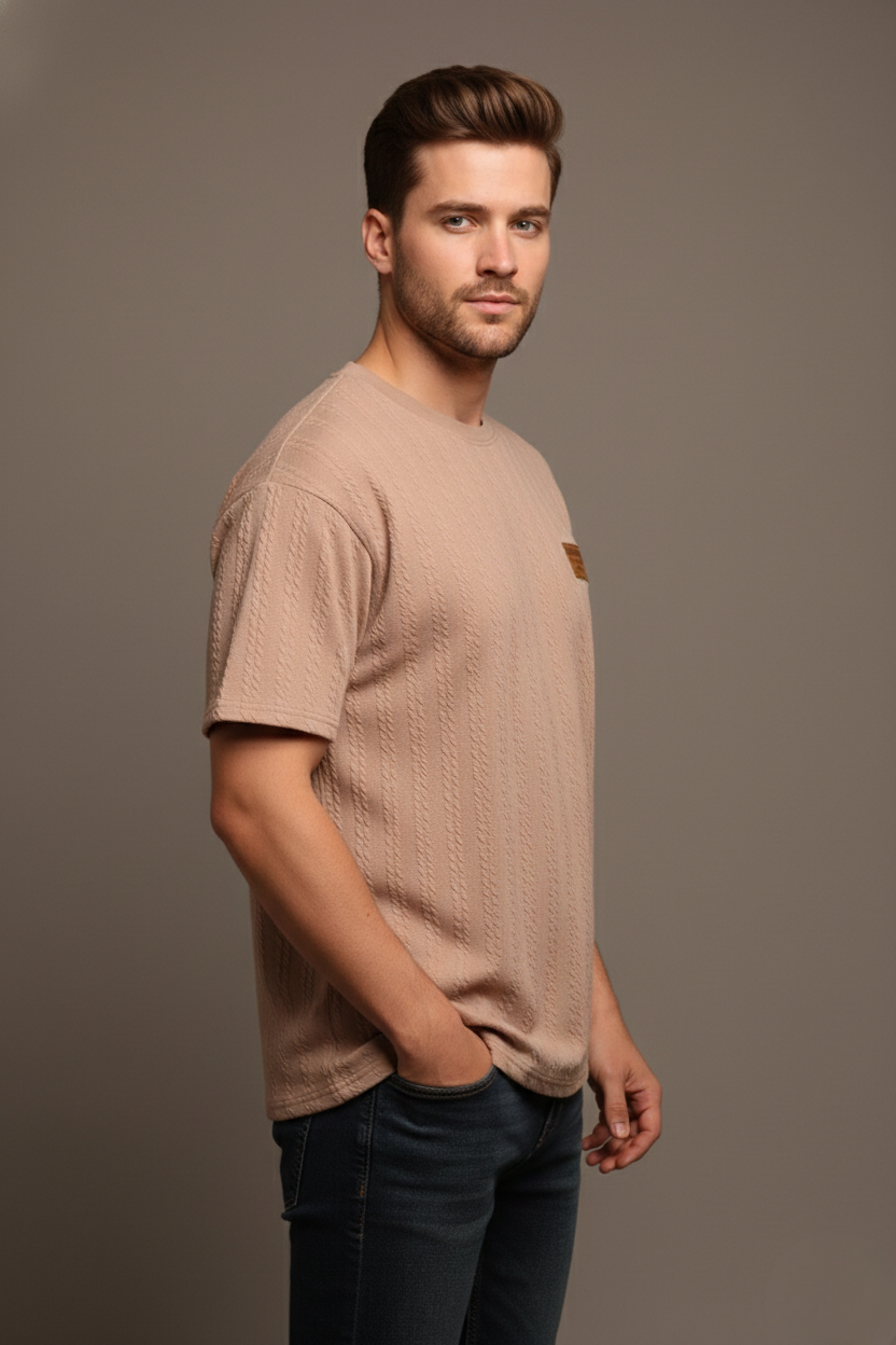 TEXTURED CHEVRON STITCH T-SHIRT