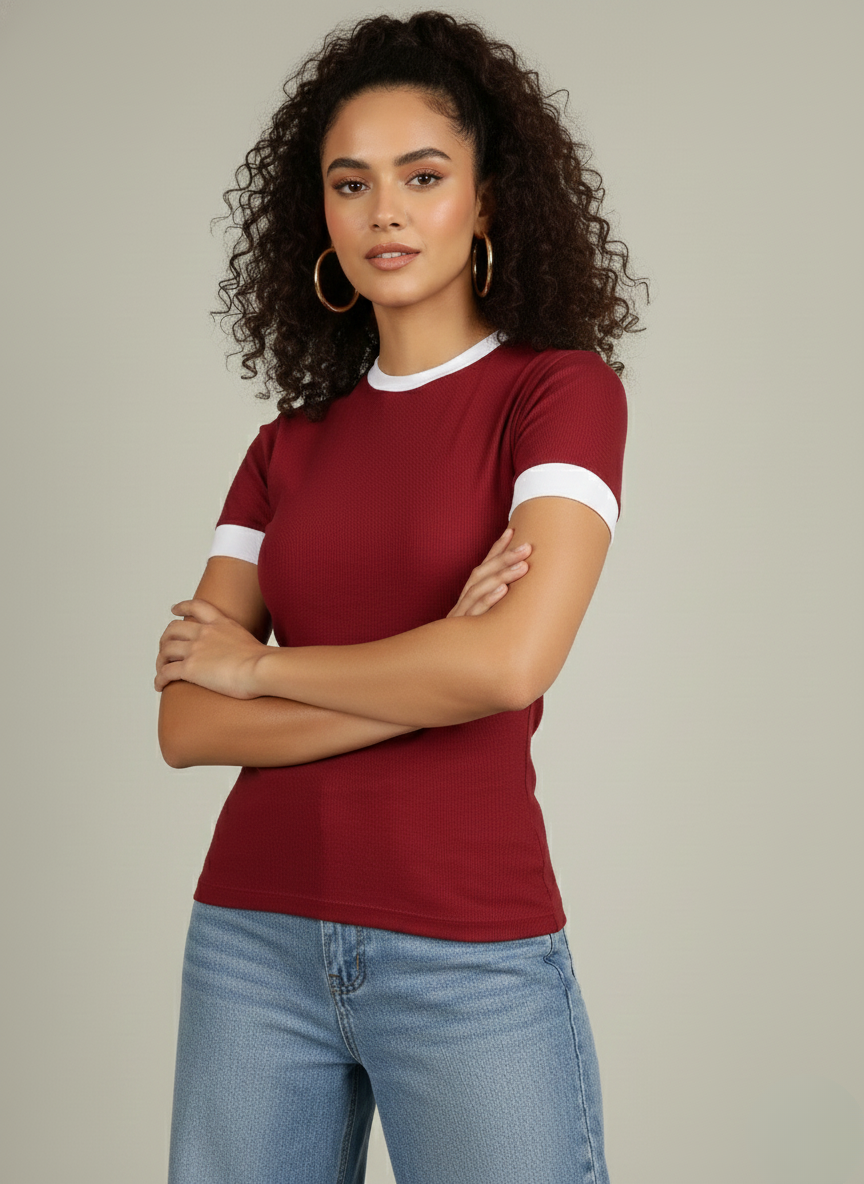 CONTRAST TRIM RINGER TEE