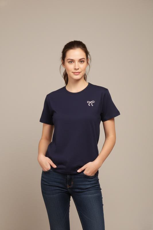 CLASSIC FIT BOW  DETAIL TEE