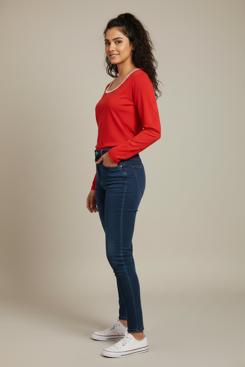 MODERN CONTRAST LONG SLEEVE TOP
