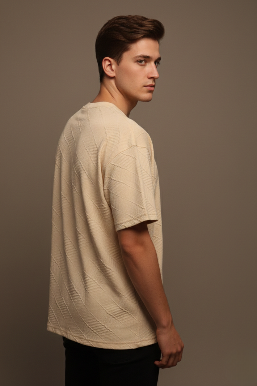 TEXTURED CHEVRON STITCH T-SHIRT
