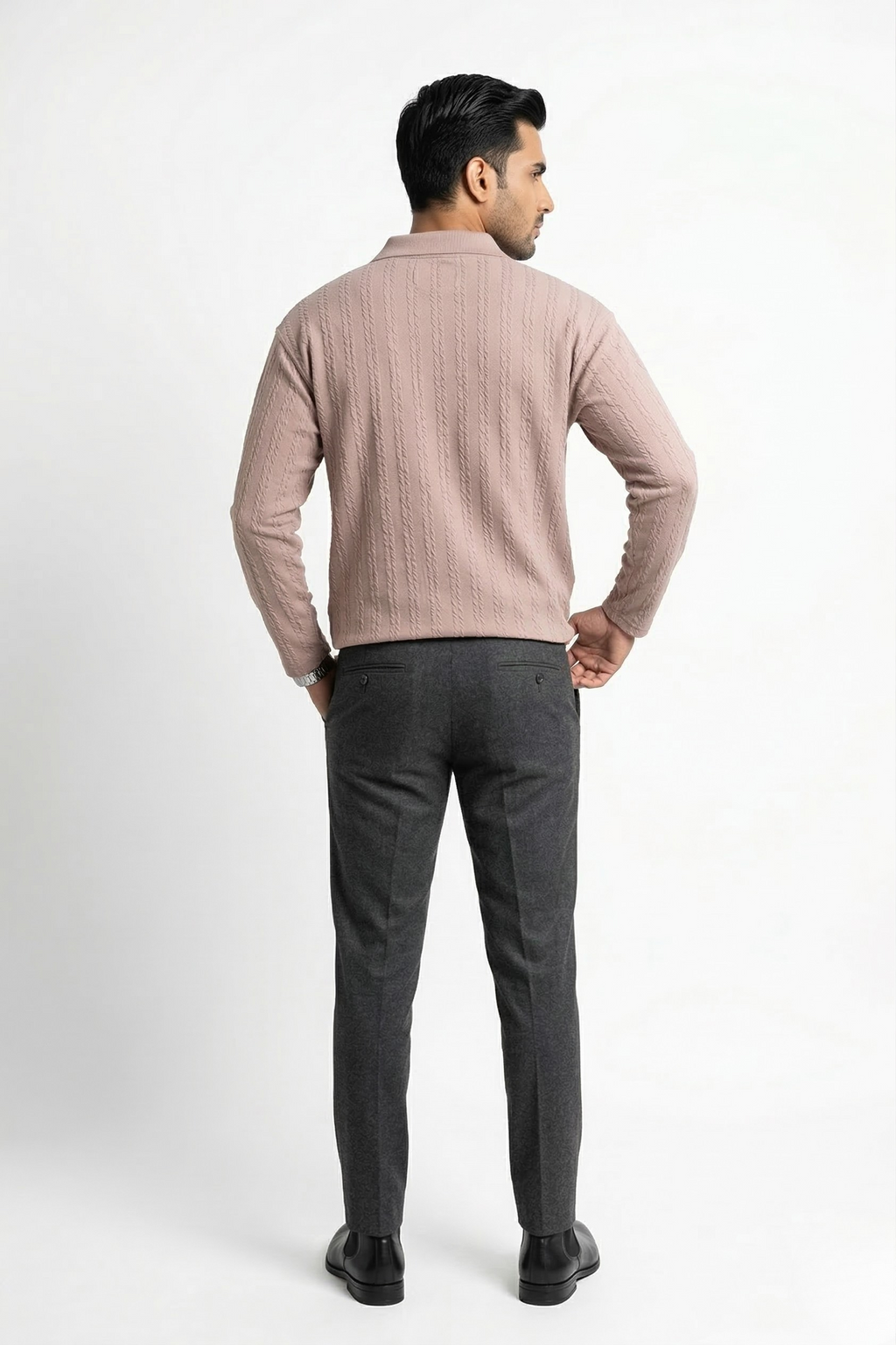 LINEAR JACQUARD POLO T SHIRT F/S