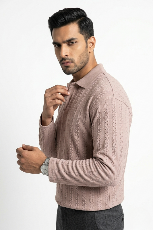 LINEAR JACQUARD POLO T SHIRT F/S