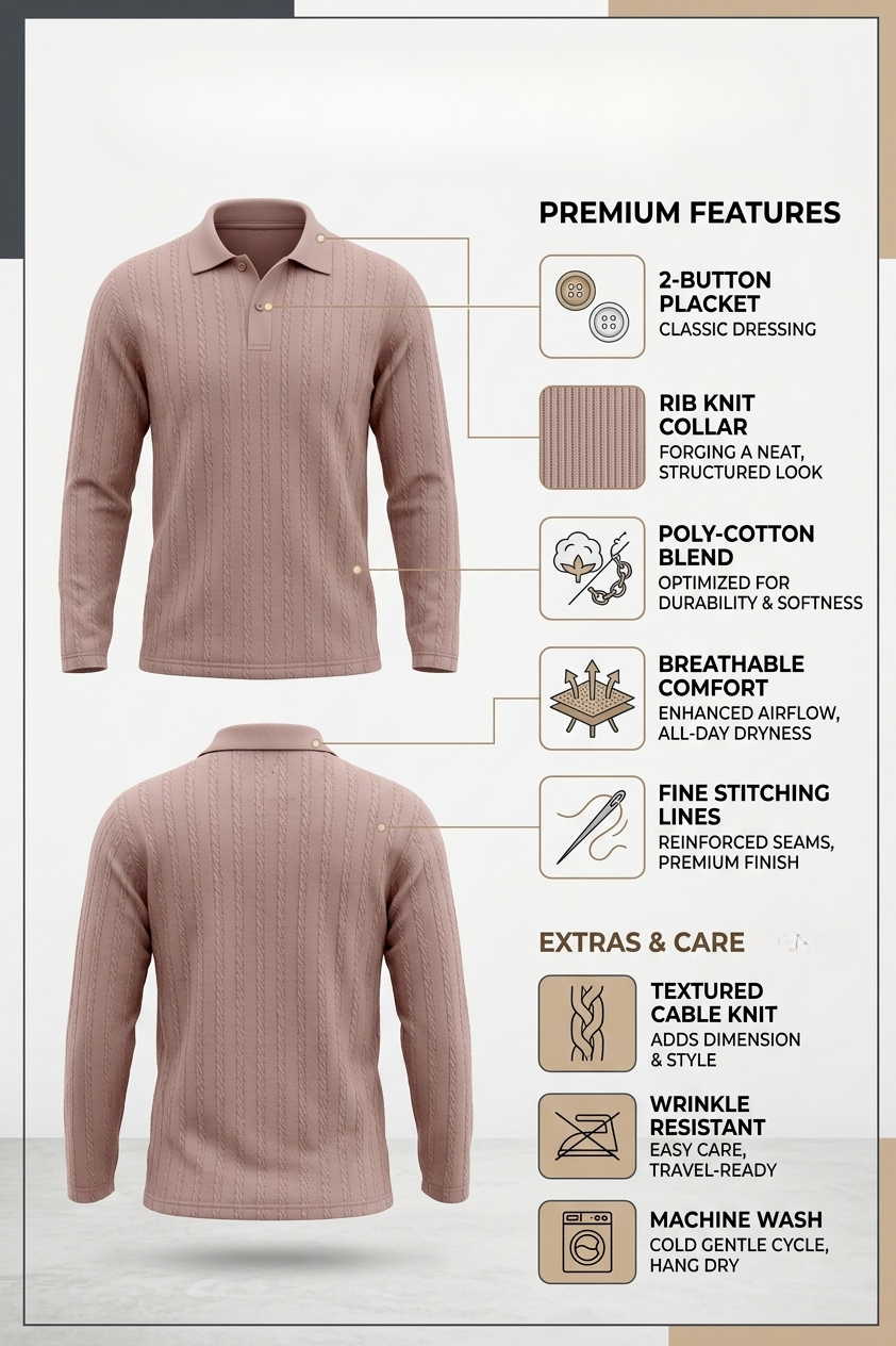 LINEAR JACQUARD POLO T SHIRT F/S
