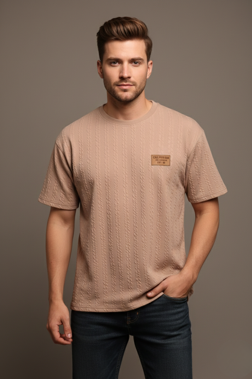 TEXTURED CHEVRON STITCH T-SHIRT
