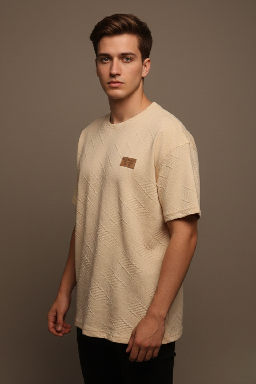 TEXTURED CHEVRON STITCH T-SHIRT