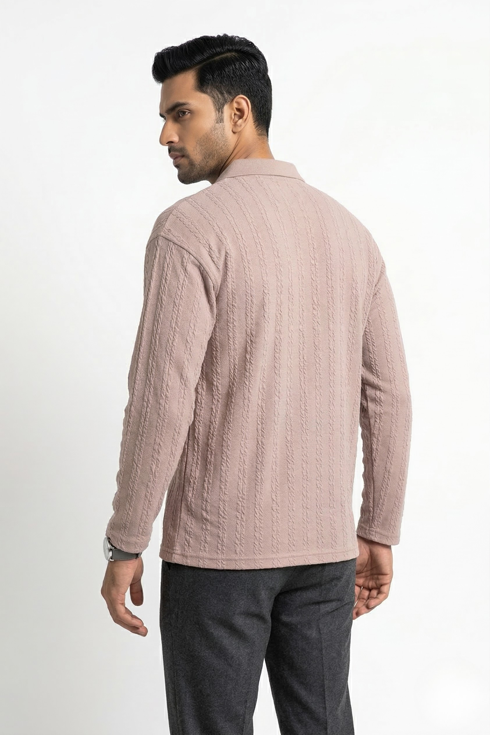 LINEAR JACQUARD POLO T SHIRT F/S