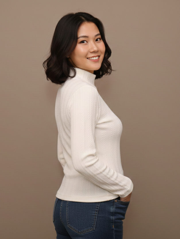 TEXTURED MOCK-NECK TOP