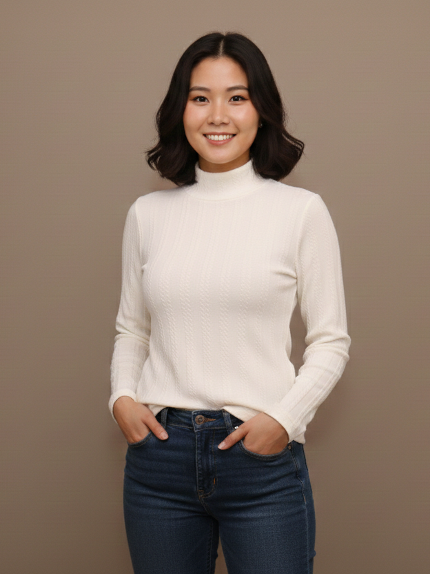 TEXTURED MOCK-NECK TOP