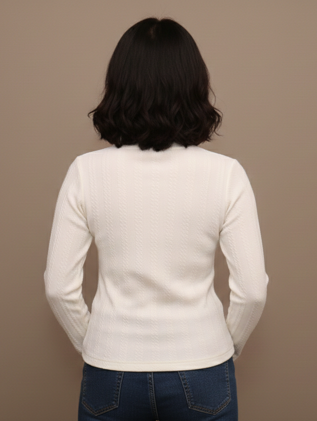 TEXTURED MOCK-NECK TOP