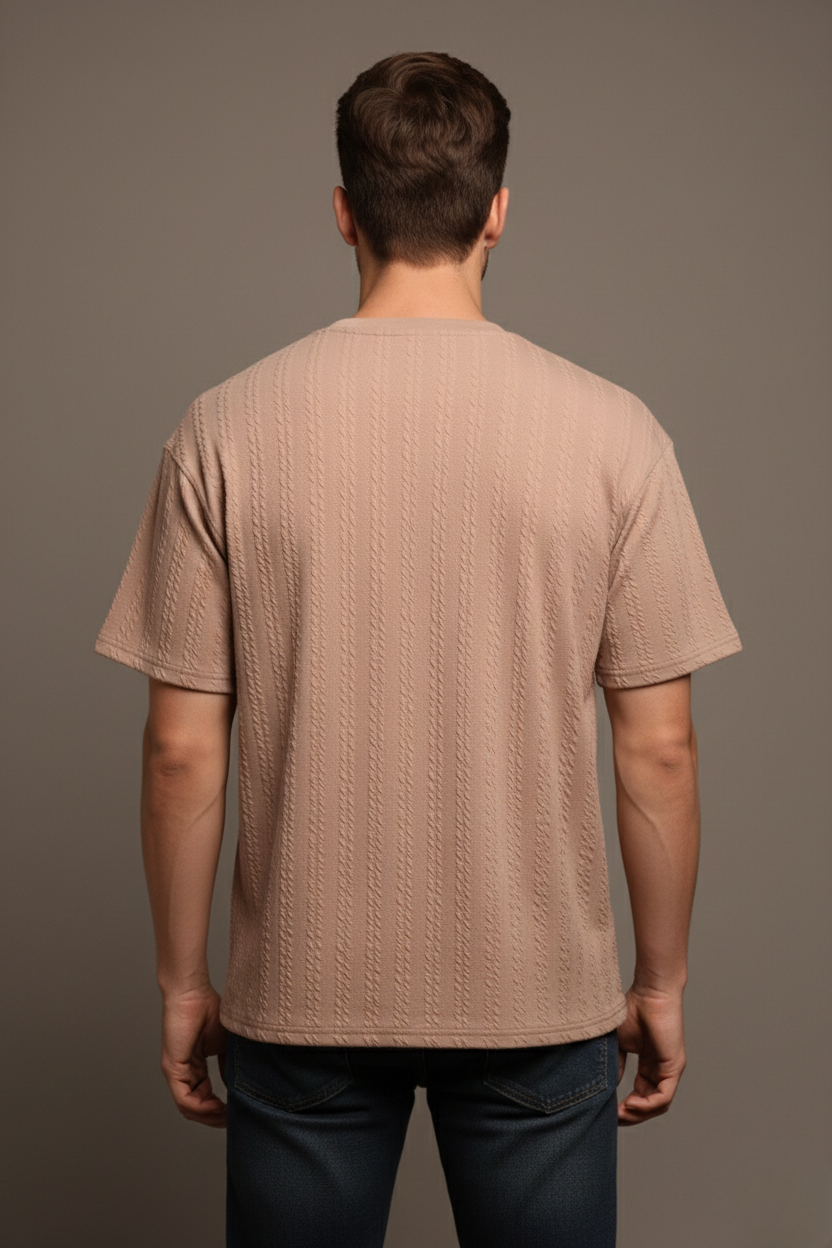 TEXTURED CHEVRON STITCH T-SHIRT