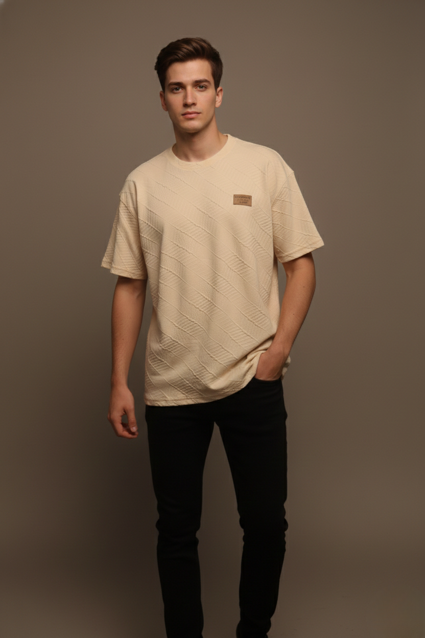 TEXTURED CHEVRON STITCH T-SHIRT