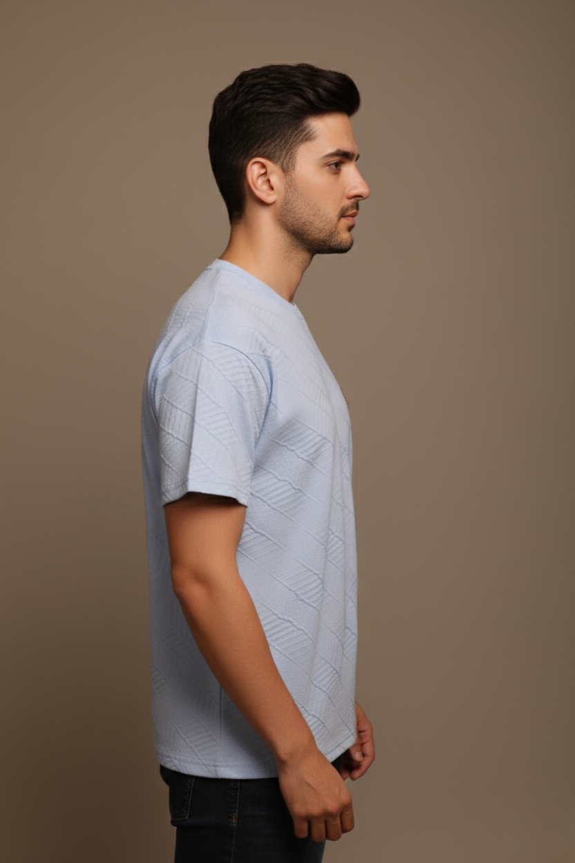 TEXTURED CHEVRON STITCH T-SHIRT