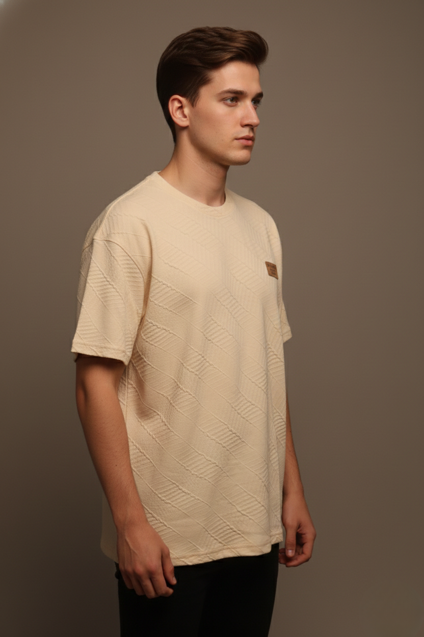 TEXTURED CHEVRON STITCH T-SHIRT