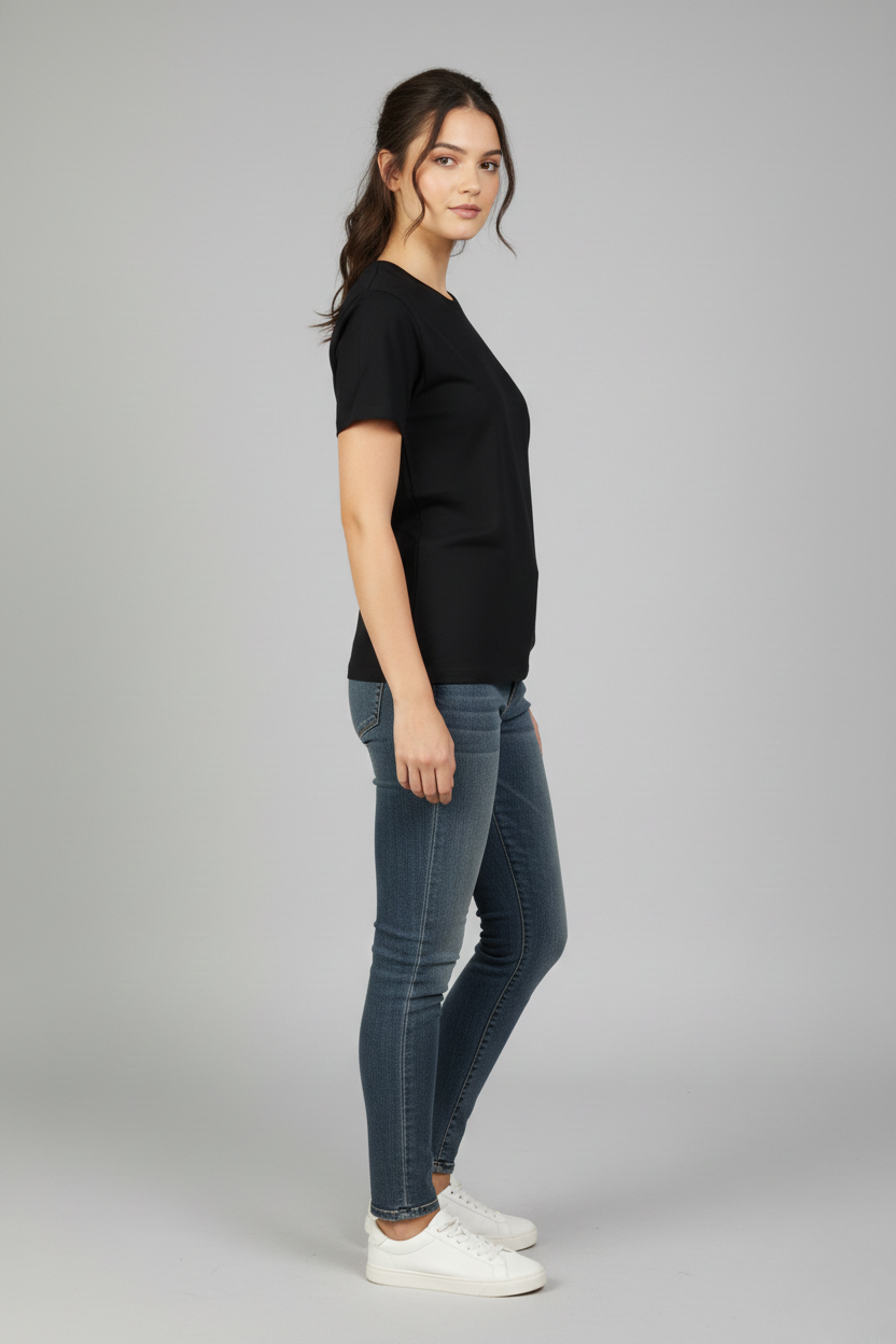 CLASSIC FIT BOW  DETAIL TEE