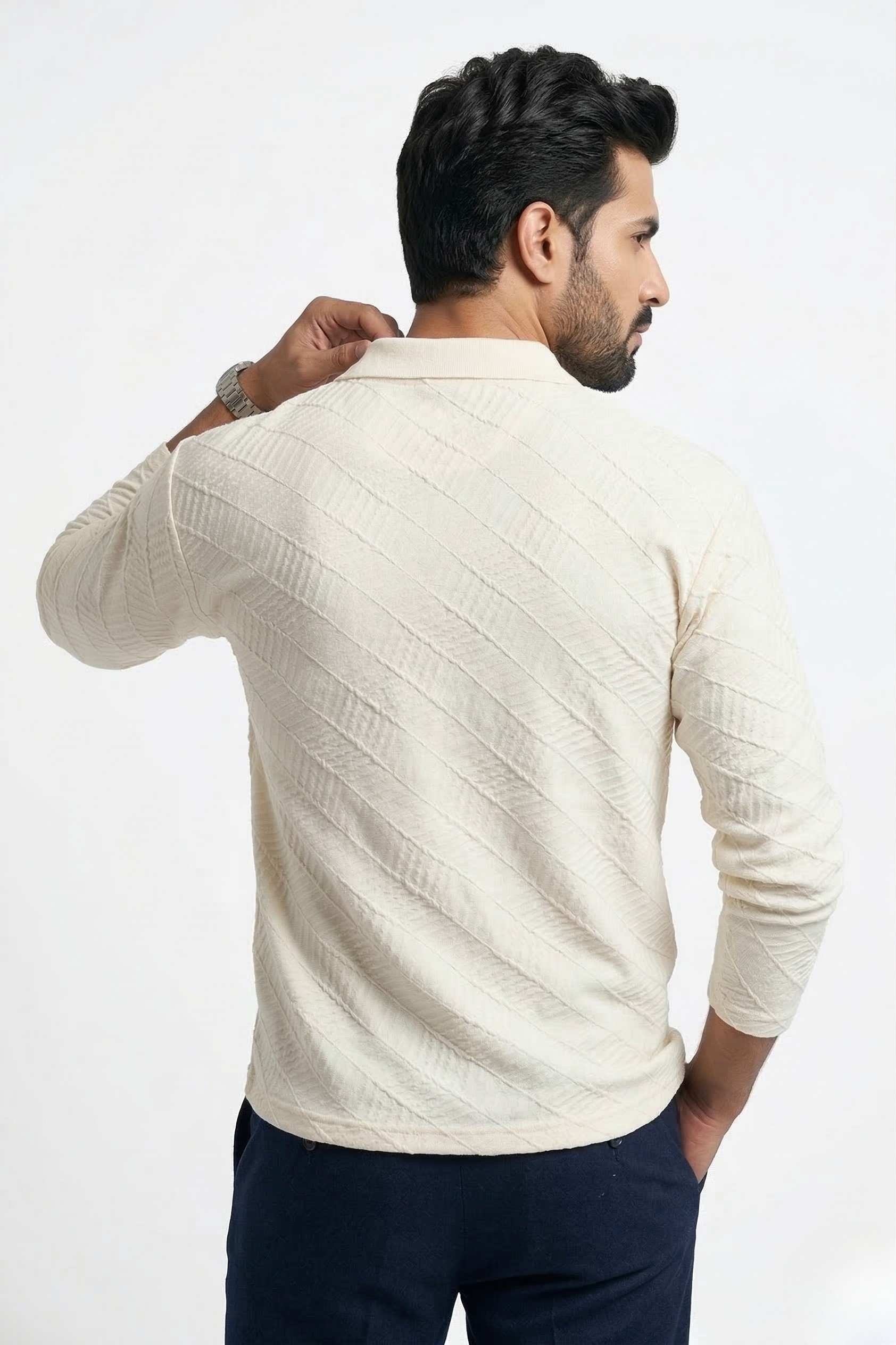 LINEAR JACQUARD POLO T SHIRT F/S