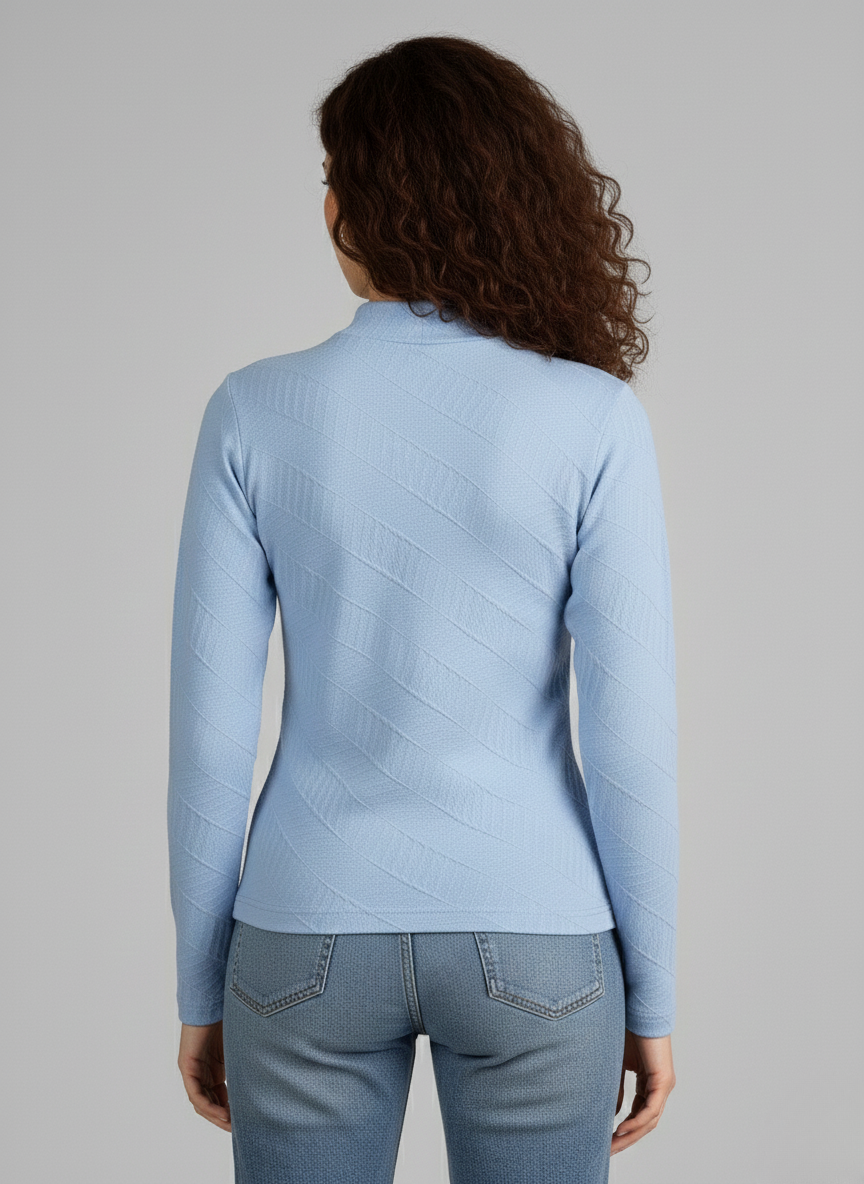 TEXTURED MOCK-NECK TOP