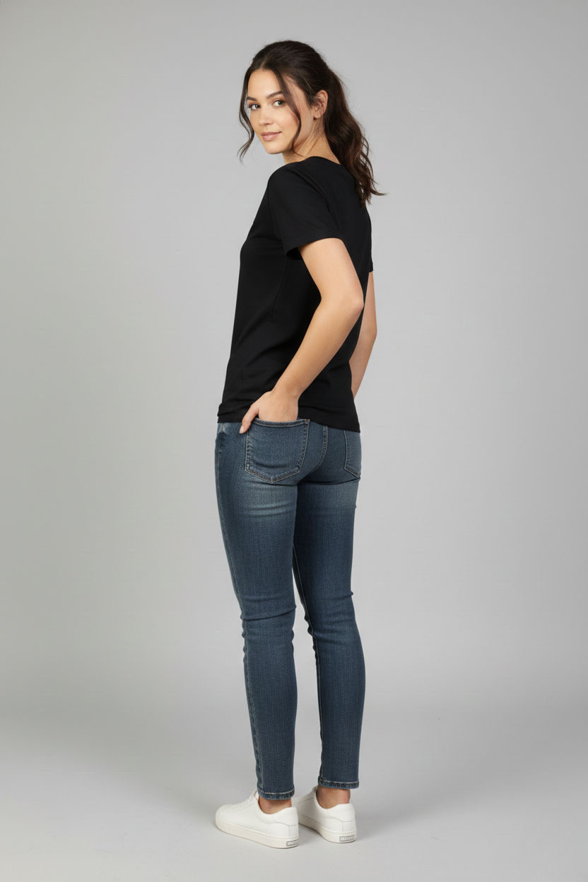 CLASSIC FIT BOW  DETAIL TEE