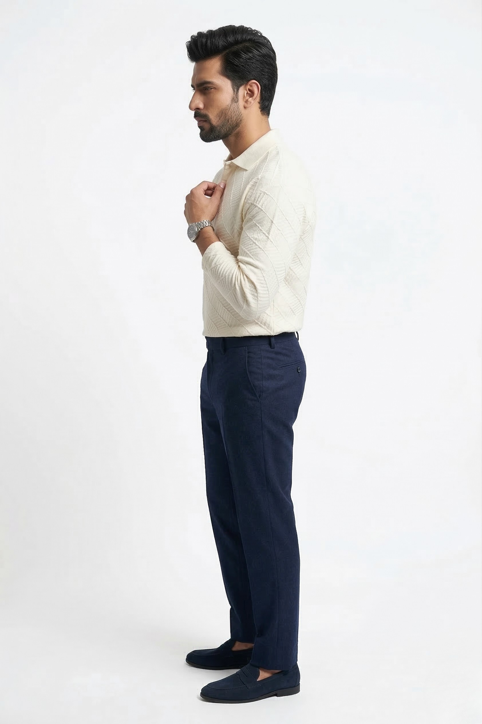 LINEAR JACQUARD POLO T SHIRT F/S