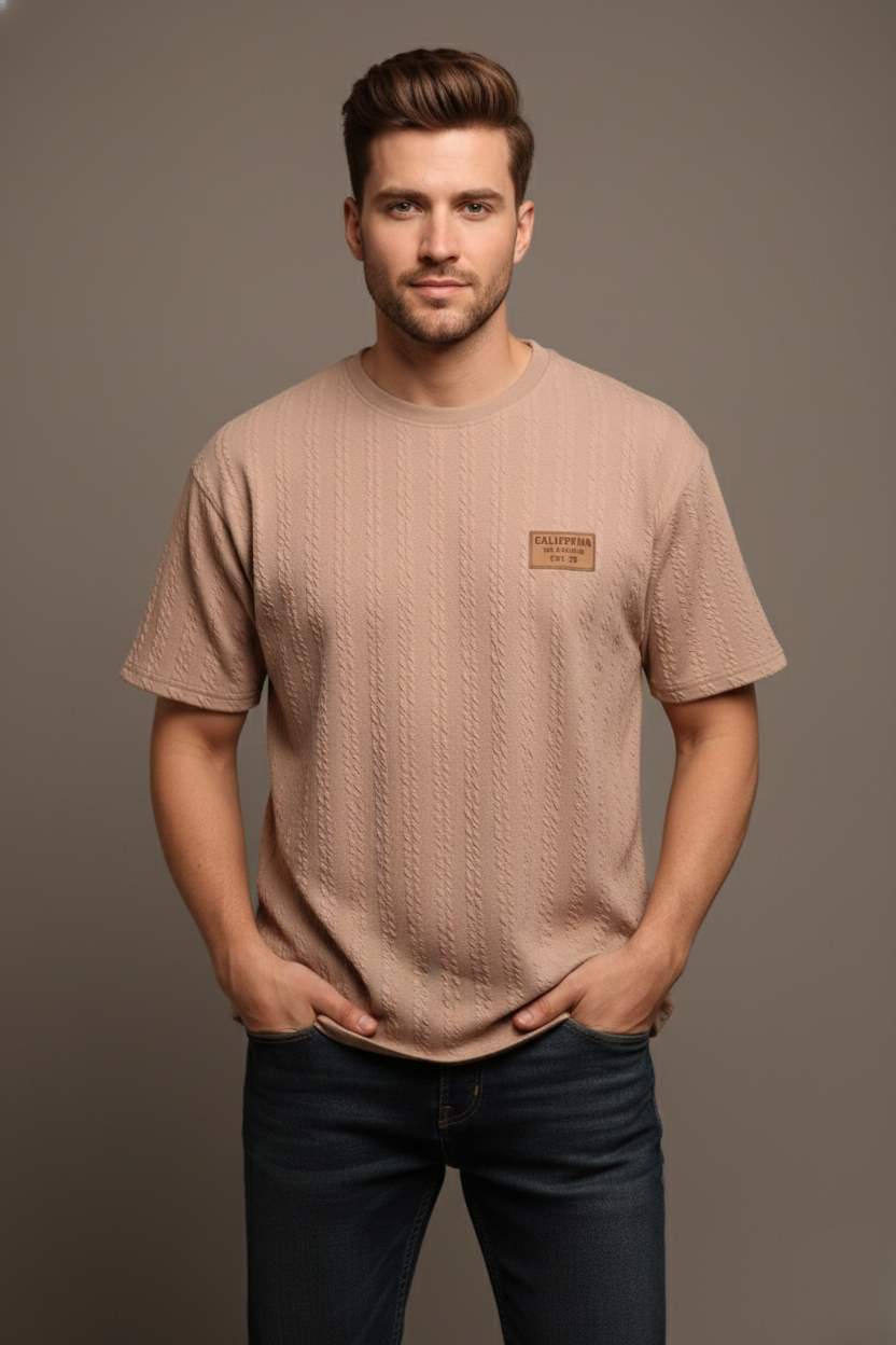 TEXTURED CHEVRON STITCH T-SHIRT