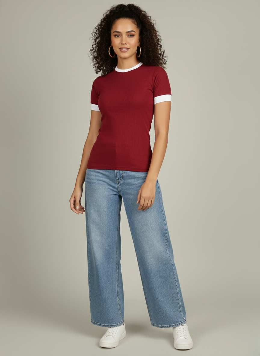 CONTRAST TRIM RINGER TEE