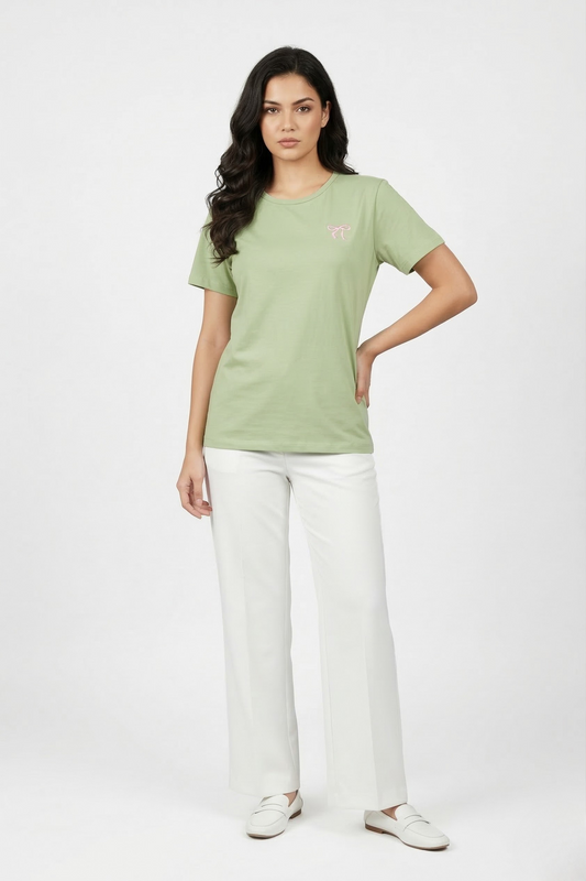 CLASSIC FIT BOW  DETAIL TEE