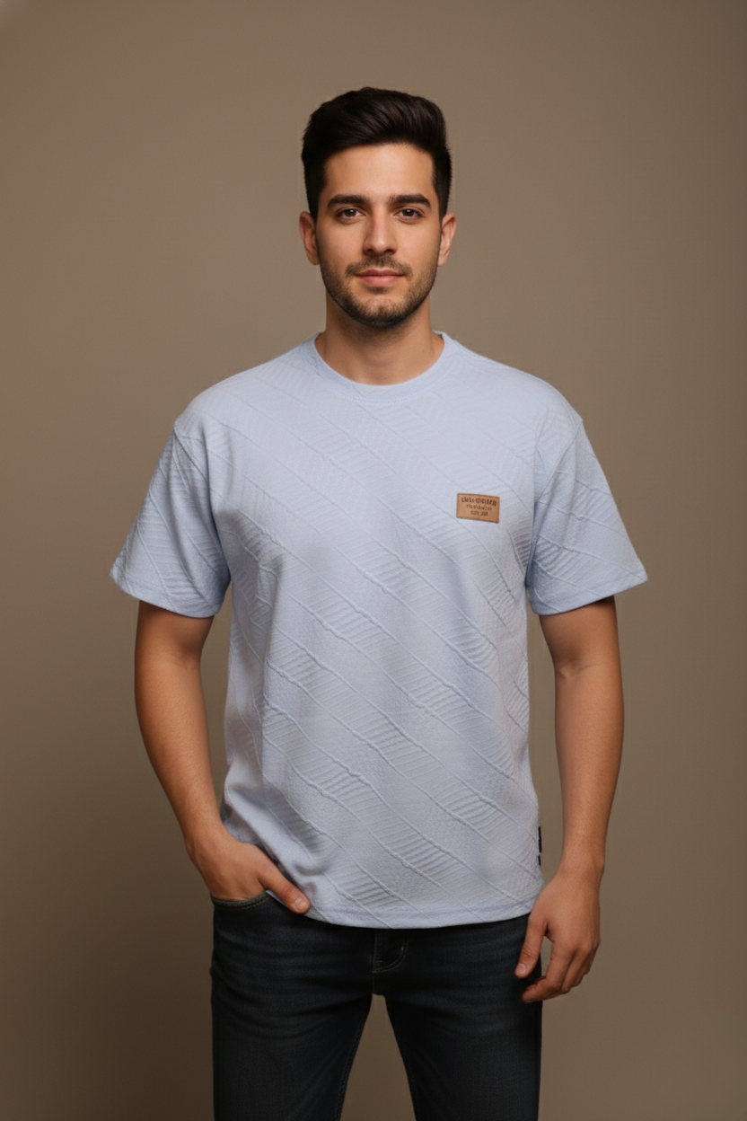 TEXTURED CHEVRON STITCH T-SHIRT