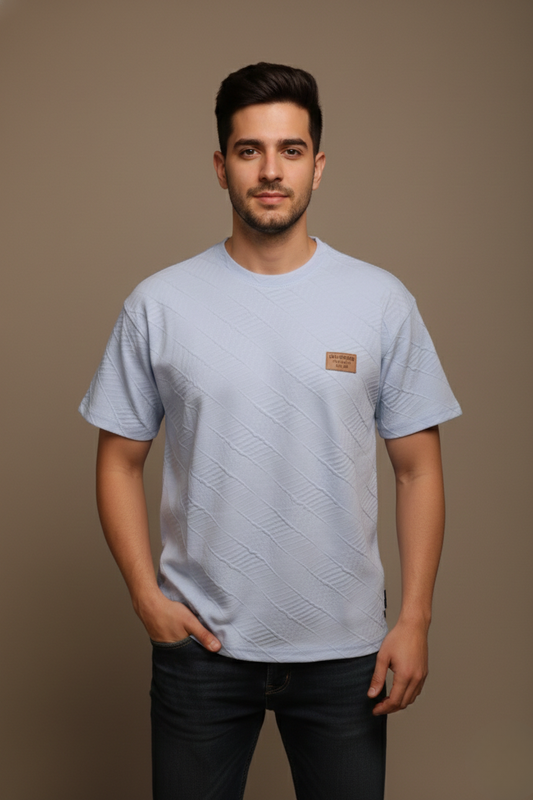 TEXTURED CHEVRON STITCH OVERSIZED T-SHIRT